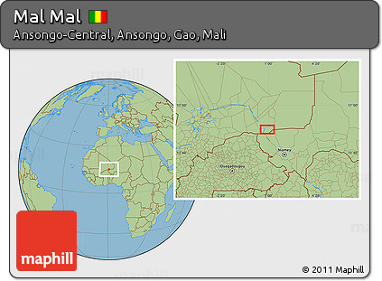 Savanna Style Location Map of Mal Mal
