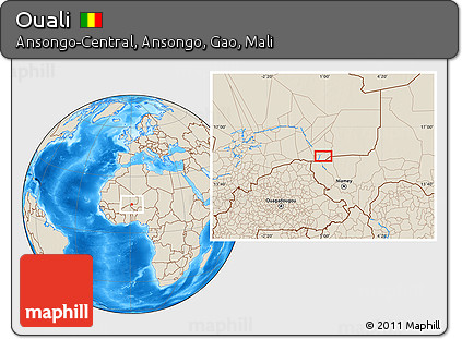 Shaded Relief Location Map of Ouali