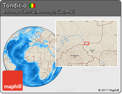 Shaded Relief Location Map of Tonditio