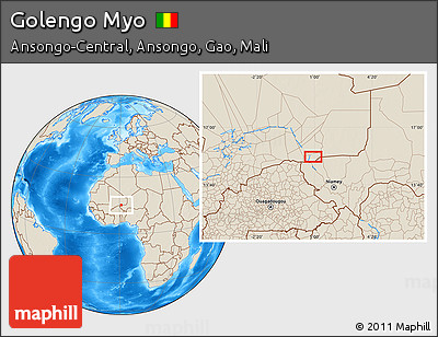 Shaded Relief Location Map of Golengo Myo