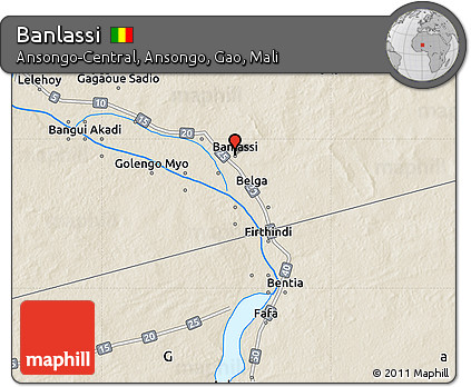 Shaded Relief Map of Banlassi