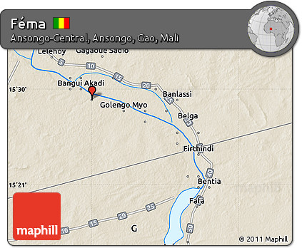 Shaded Relief Map of Féma