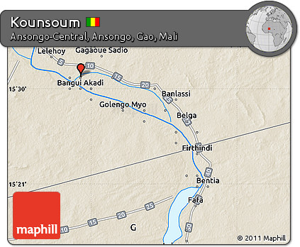 Shaded Relief Map of Kounsoum