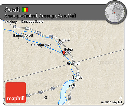 Shaded Relief Map of Ouali