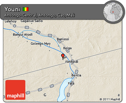 Shaded Relief Map of Youni