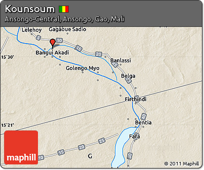 Shaded Relief Map of Kounsoum