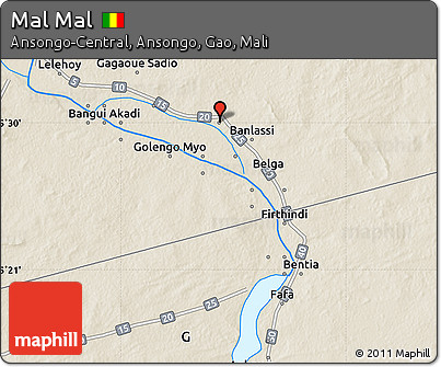 Shaded Relief Map of Mal Mal