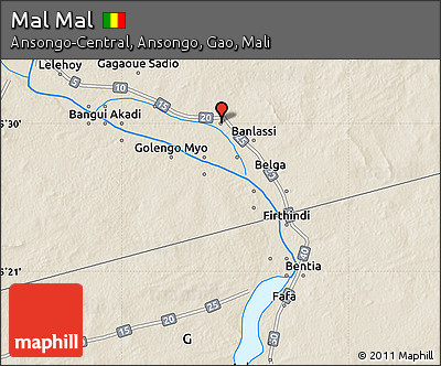Shaded Relief Map of Mal Mal
