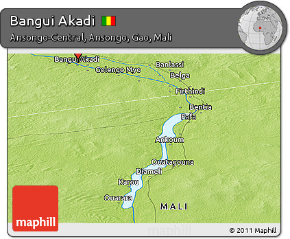 Physical Panoramic Map of Bangui Akadi