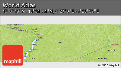 Physical Panoramic Map of the Area around 15° 17' 31" N, 0° 55' 29" E