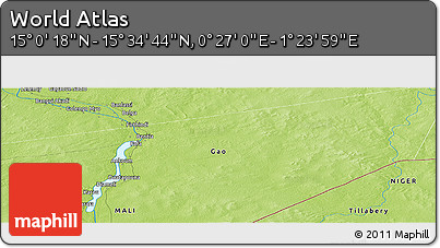 Physical Panoramic Map of the Area around 15° 17' 31" N, 0° 55' 29" E