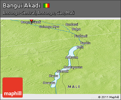Physical Panoramic Map of Bangui Akadi