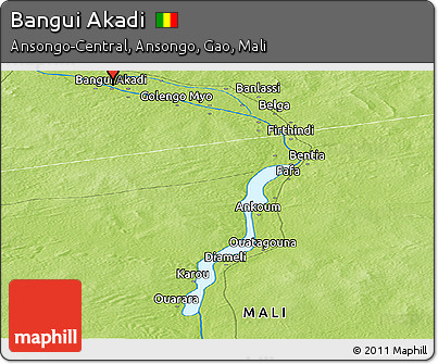 Physical Panoramic Map of Bangui Akadi