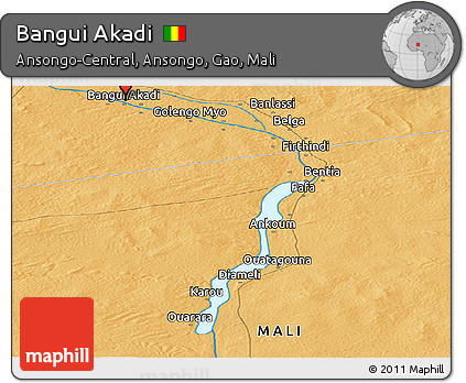 Political Panoramic Map of Bangui Akadi