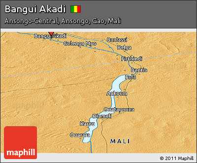 Political Panoramic Map of Bangui Akadi