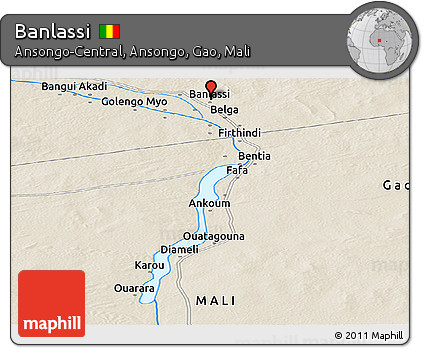 Shaded Relief Panoramic Map of Banlassi