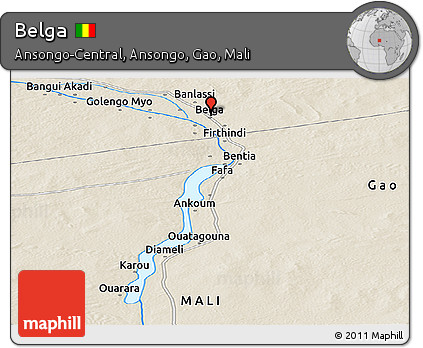 Shaded Relief Panoramic Map of Belga
