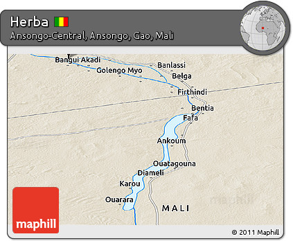 Shaded Relief Panoramic Map of Herba