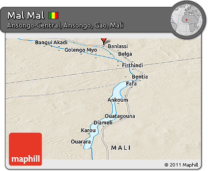 Shaded Relief Panoramic Map of Mal Mal