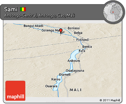 Shaded Relief Panoramic Map of Sami