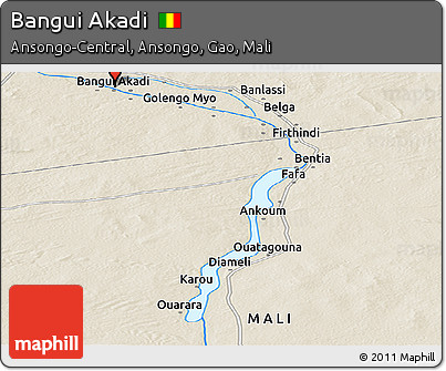 Shaded Relief Panoramic Map of Bangui Akadi