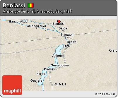 Shaded Relief Panoramic Map of Banlassi