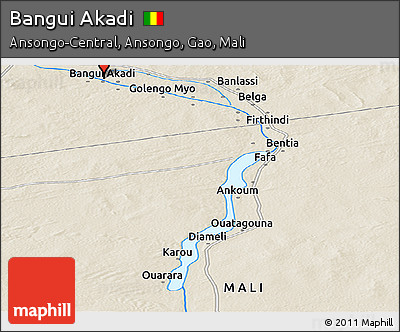 Shaded Relief Panoramic Map of Bangui Akadi