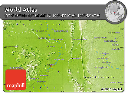Physical Map of the Area around 15° 17' 31" N, 101° 13' 29" E