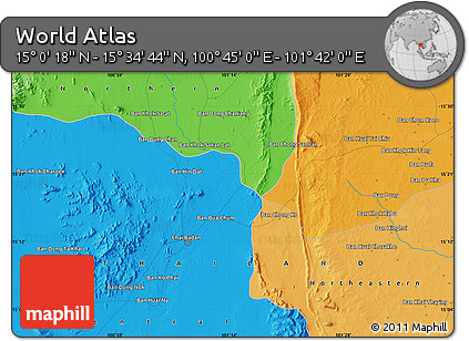 Political Map of the Area around 15° 17' 31" N, 101° 13' 29" E