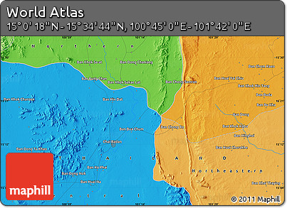 Political Map of the Area around 15° 17' 31" N, 101° 13' 29" E