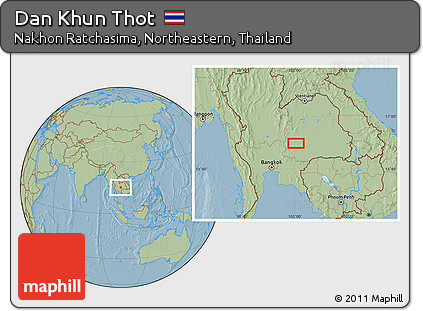 Savanna Style Location Map of Dan Khun Thot, hill shading