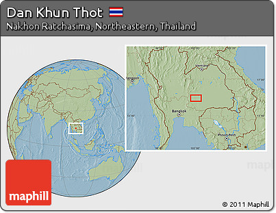 Savanna Style Location Map of Dan Khun Thot, hill shading