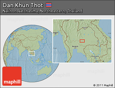 Savanna Style Location Map of Dan Khun Thot, hill shading