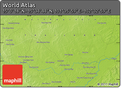 Physical Map of the Area around 15° 17' 31" N, 102° 4' 29" E