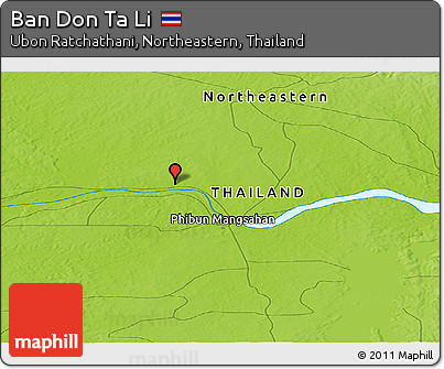 Physical Panoramic Map of Ban Don Ta Li