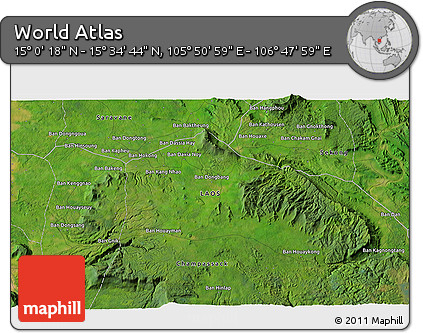 Satellite 3D Map of the Area around 15° 17' 31" N, 106° 19' 29" E