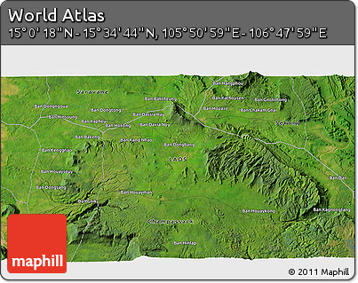 Satellite 3D Map of the Area around 15° 17' 31" N, 106° 19' 29" E