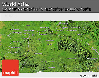 Satellite 3D Map of the Area around 15° 17' 31" N, 106° 19' 29" E