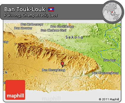 Physical Panoramic Map of Ban Touk-Louk