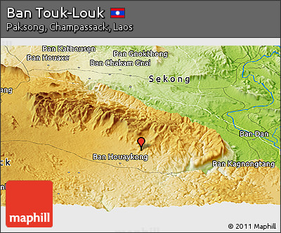 Physical Panoramic Map of Ban Touk-Louk