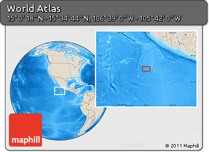 Shaded Relief Location Map of the Area around 15° 17' 31" N, 106° 10' 30" W