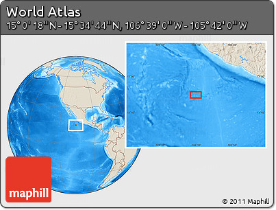 Shaded Relief Location Map of the Area around 15° 17' 31" N, 106° 10' 30" W