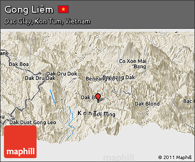 Shaded Relief Panoramic Map of Gong Liêm