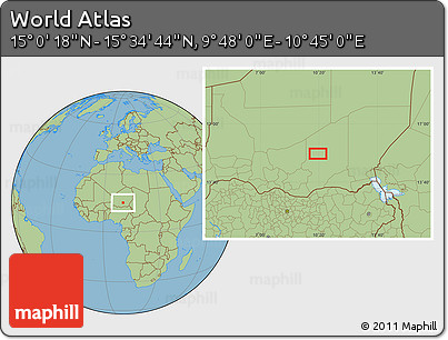 Savanna Style Location Map of the Area around 15° 17' 31" N, 10° 16' 30" E