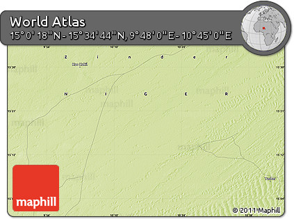 Physical Map of the Area around 15° 17' 31" N, 10° 16' 30" E