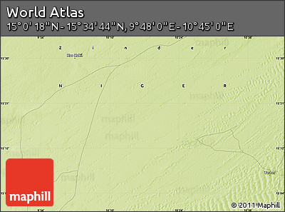 Physical Map of the Area around 15° 17' 31" N, 10° 16' 30" E