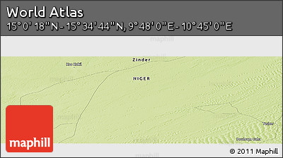 Physical Panoramic Map of the Area around 15° 17' 31" N, 10° 16' 30" E
