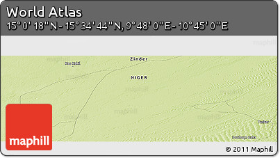 Physical Panoramic Map of the Area around 15° 17' 31" N, 10° 16' 30" E