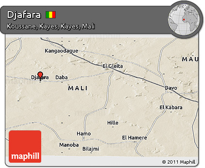 Shaded Relief Panoramic Map of Djafara