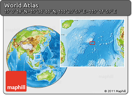 Physical Location Map of the Area around 15° 17' 31" N, 114° 49' 29" E